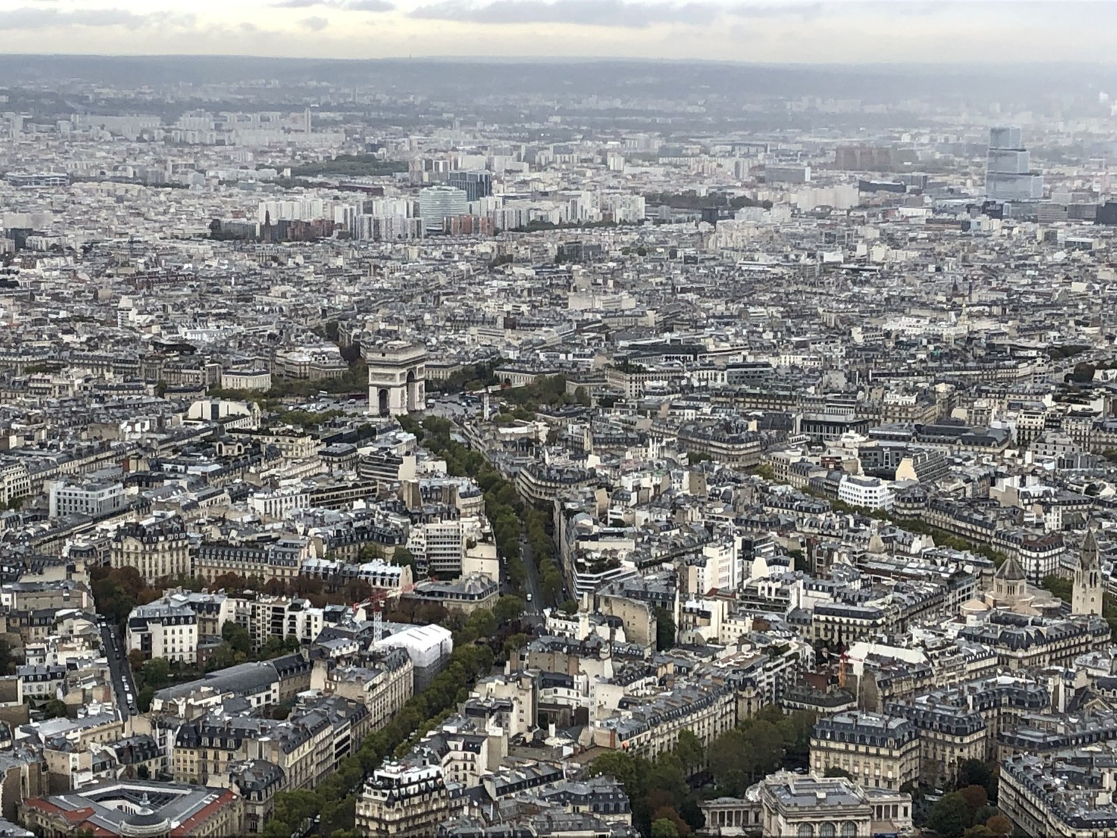 Image of the Seine river and part of Paris from atop the Eiffel Tower